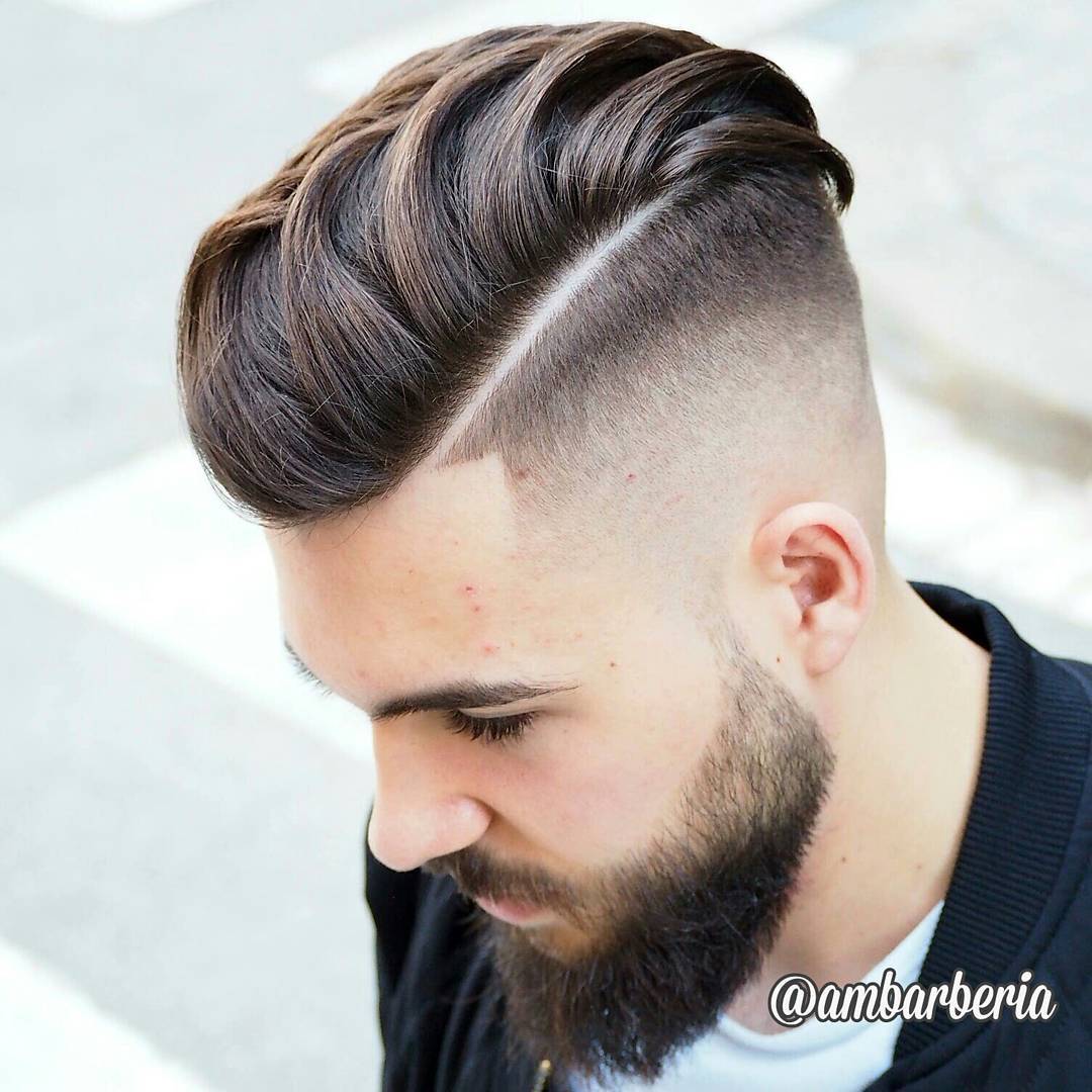 Hard part pompadour undercut haircut for men