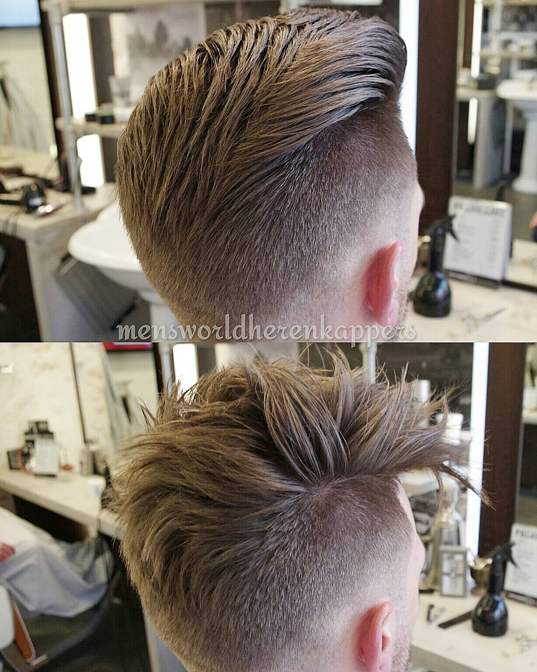 Undercut styled in two ways - straight back - and spiky