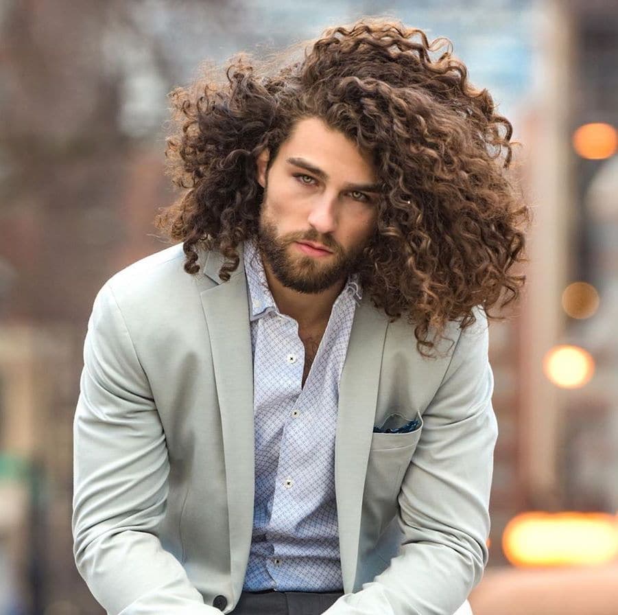Curly Hair Style Men Long