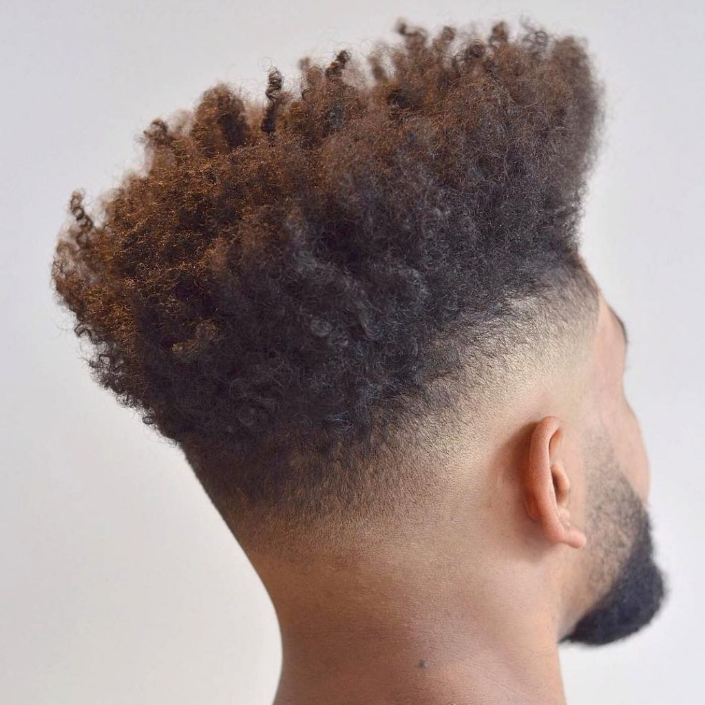 Curly high top fade for Black men