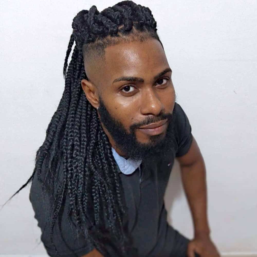 Black Men Box Braids : Spice up your bun with these tight box braids.