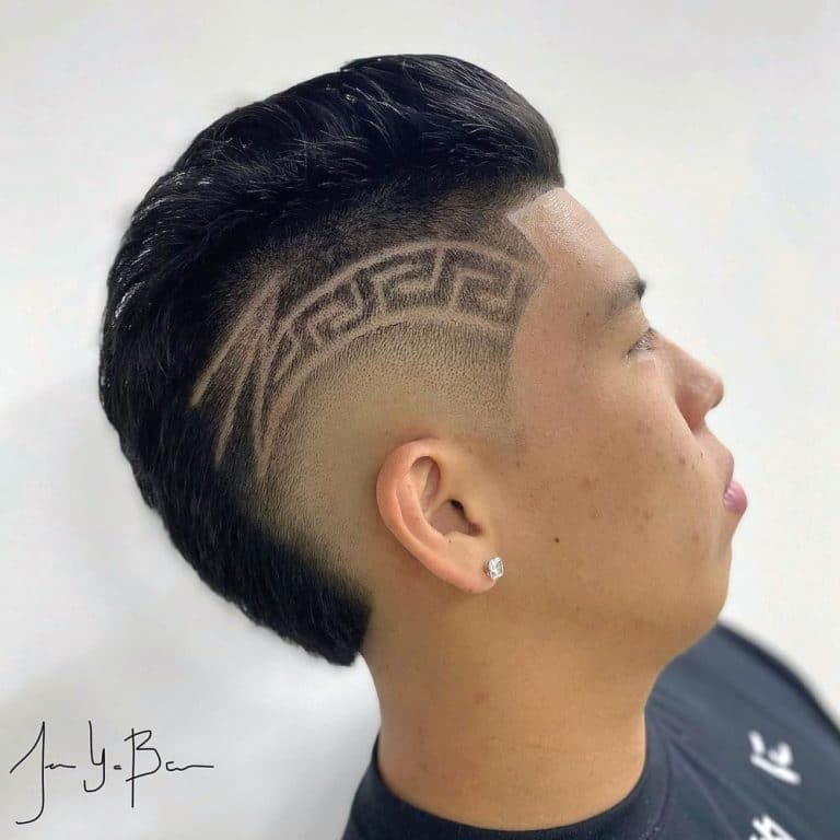 Mohawk Fade Haircut With Designs Pompadour Jessyabarber 768x768 