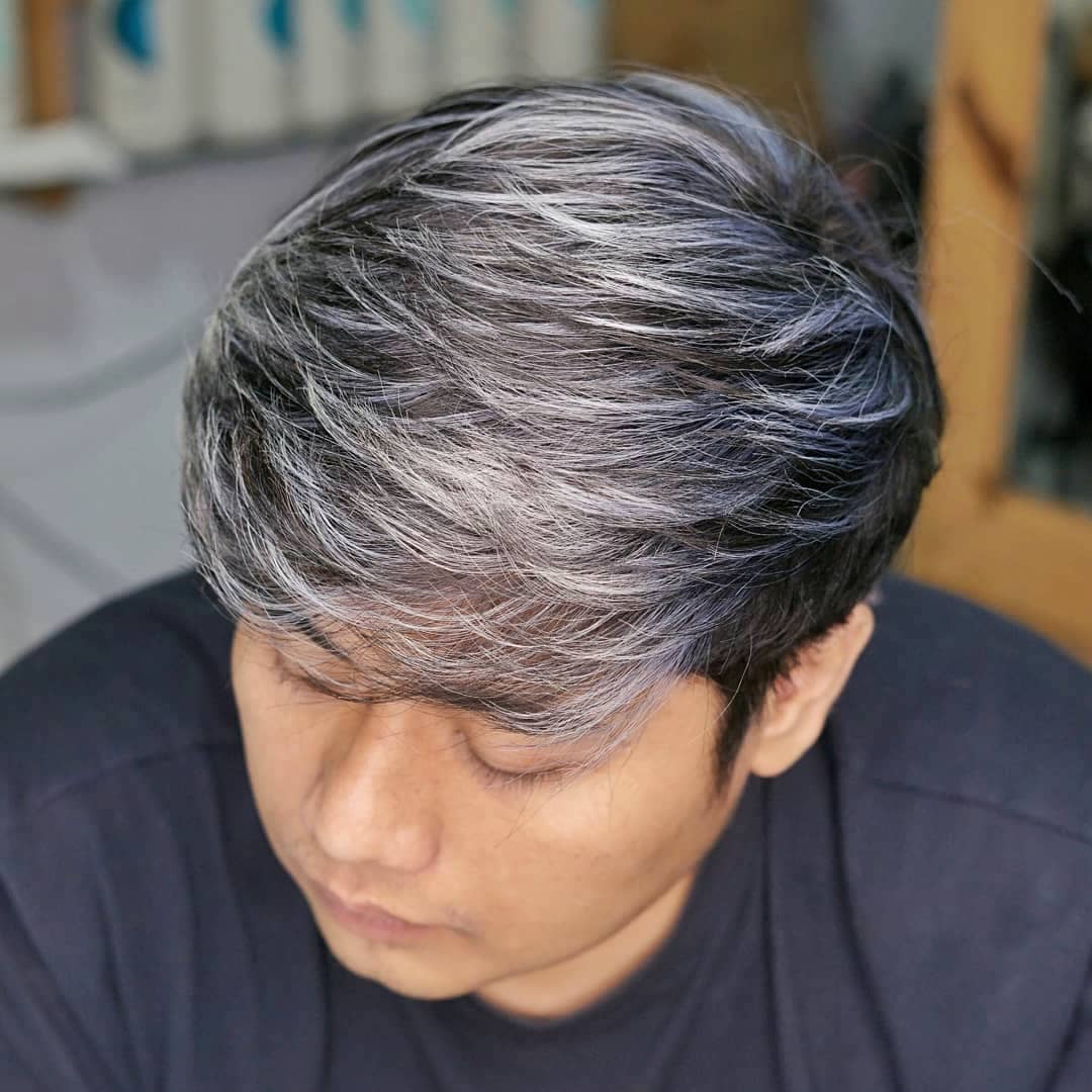 Silver Highlights For Black Hair Asian Men Jamsucahyono 